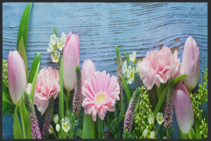 Fußmatte mit rosa Tulpen