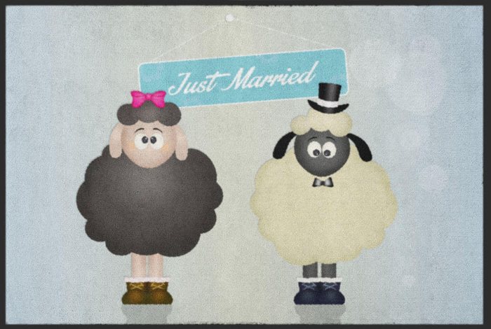 Fußmatte Hochzeit mit zwei Schafen