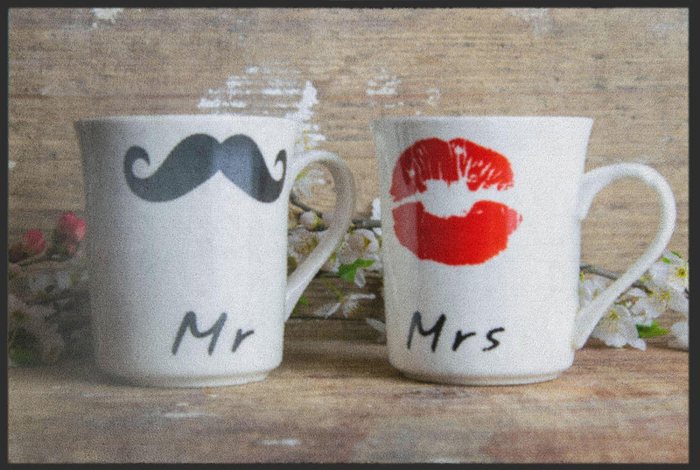 Fußmatte „Mr“ und „Mrs“ Tassen