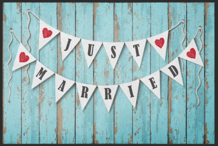 Fußmatte „Just Married“ Wimpelkette