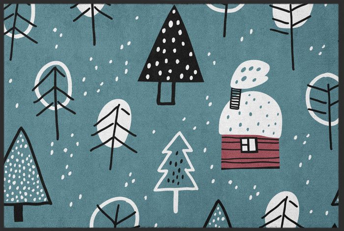Fußmatte Winter mit skandinavischem Winterwald
